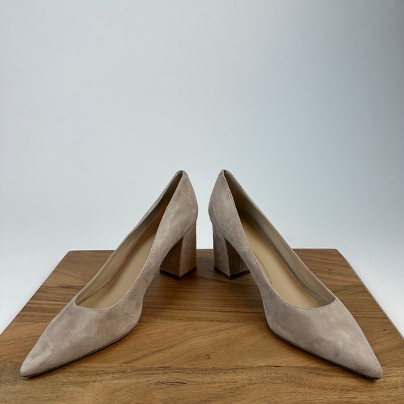 New Womens Marc Fisher Zala Nude Suede Classic‎ Pointed Block Heels Size 11 M - Picture 5 of 8